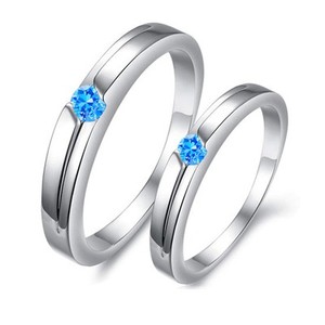 White-gold-plated-Promise-Ring-lovers-Couple-Wedding-Bands-blue ...