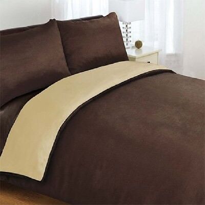 6pc Complete Super King Reversible Chocolate Brown / Latte Duvet Cover Bed Set