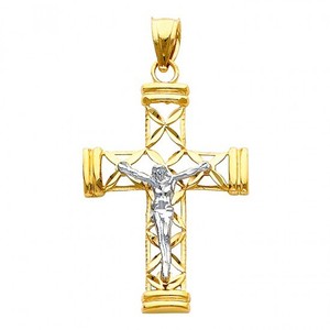 ... -solid-yellow-white-gold-cross-pendant-charm-cross-necklace-crucifix