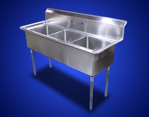 New-Commercial-Kitchen-Stainless-Steel-3-Three-Compartment-Sinks-Table ...