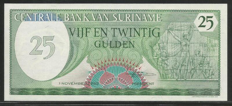 Suriname P-127 25 Gulden 1985 Unc
