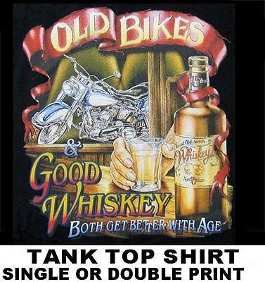 OLD BIKES & GOOD WHISKEY BETTER WITH AGE V-TWIN MOTORCYCLE BIKER TANK TOP
