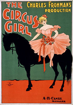 TZ57 Vintage 1890's Circus Girl Theatre Show Advertisement Poster Re-Print A4