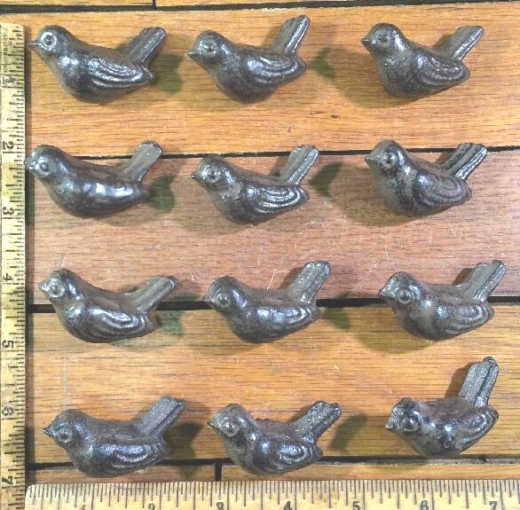 12 Bird Cast Iron Knobs Pulls Drawer Door Cabinet Handles Rustic