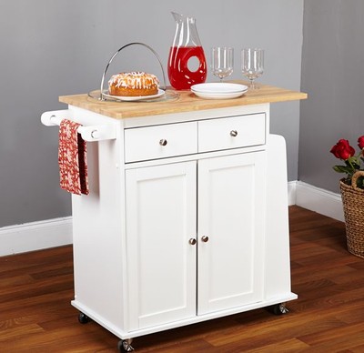 Kitchen Island Rolling Storage Utility Cabinet Wood ...