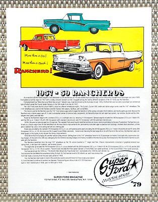 1957 1958 1959 FORD RANCHERO PICKUP TRUCK DELIVERY CAR LITERATURE FACT SHEET 79