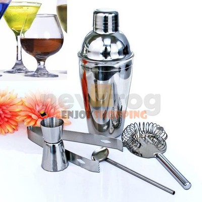 JF 5Pcs Stainless Steel Cocktail Shaker Mixer ...