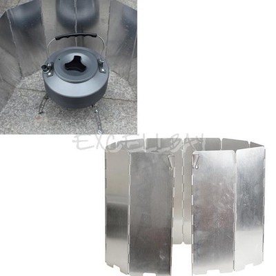 10-Plates-Folding-Camping-Picnic-Cooker-Stove-Wind-Screen-Windshield-E0Xc