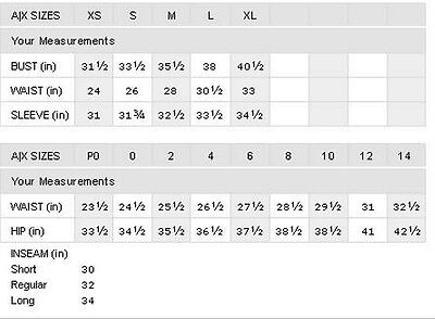 Armani Exchange Size Chart