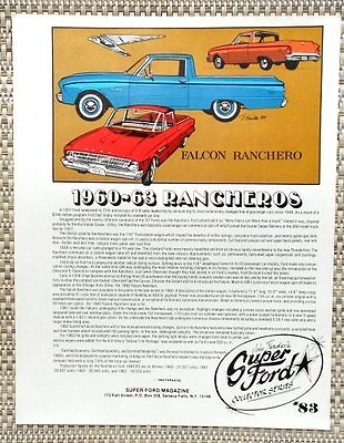 1960 1961 1962 1963 FORD FALCON RANCHERO TRUCK / CAR LITERATURE FACT SHEET 83