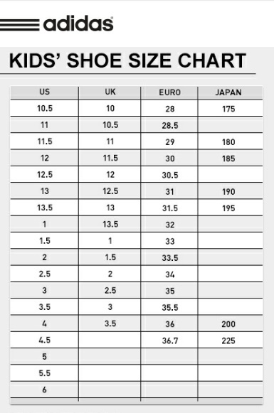 Adidas Youth Shoe Size Chart Wordacross