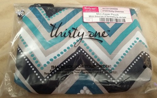 UPC 030132120000 product image for Thirty One Mini Zipper Pouch In Retired Dotty Chevron Pattern | upcitemdb.com