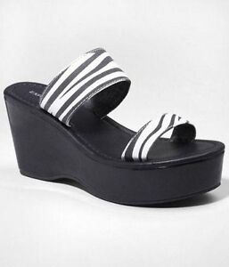 EXPRESS-Zebra-Animal-Print-Two-Bands-Wedge-Patent-Leather-Slide-On ...