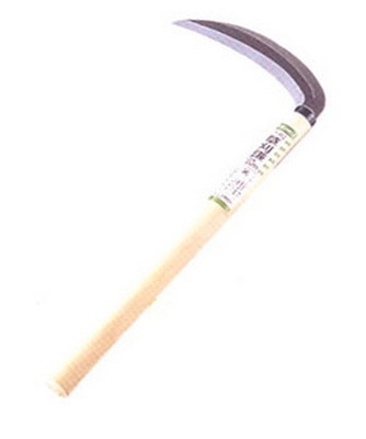 Japanese Steel Grass Sickle w/ Wooden Handle ...