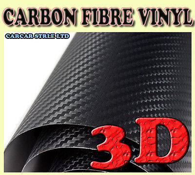 3D Black CARBON FIBRE VINYL 1520MM(59.8in) x 600MM(23.6in) WRAP STICKER