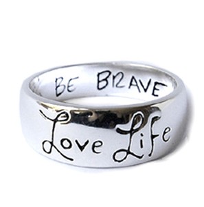 ... Be Brave Ring Sterling Silver 925 Wide Band Inspirational Gift, Size 7