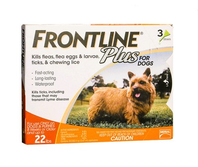 Frontline Plus Orange Dog 0-22lbs 3 pack