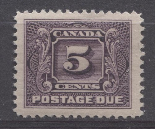 Canada-J4c-5c-Deep-Plum-1906-1928-Postage-Due-Dry-Printing-VF-78-OG