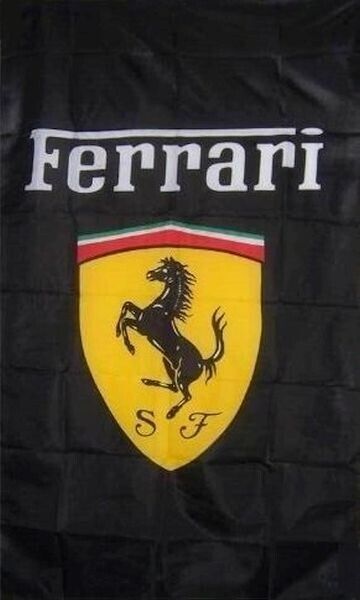Ferrari Black Racing Car Flag Double Sided Banner 5x3ft Vertical Garage Cave