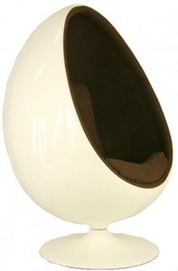 Egg Pod Chair Dark Brown Coffee White Fiberglass Shell 