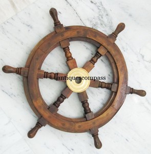 Wooden Ship Wheel Marine Antique Replica - Captains Boat Steering Ship 