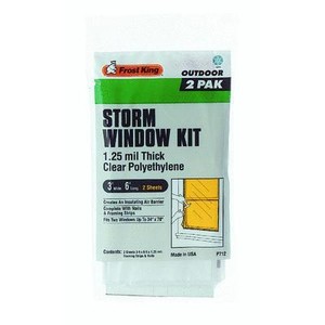 2 Pk Storm Window Kit Clear Plastic Sheet 3 W x 6 H x 1 25