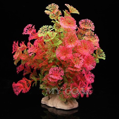Plastic Grass Artificial Red Plant For Fish ...