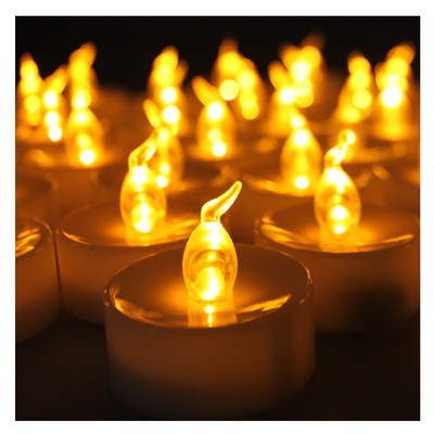 24 LED Amber Yellow Battery Tea Light ...