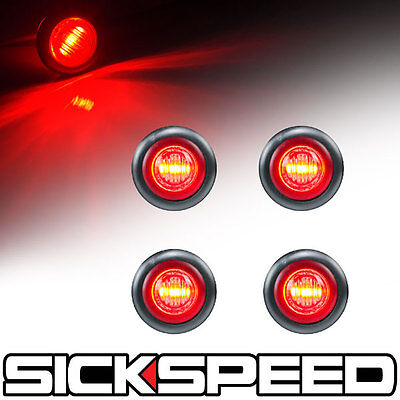 4PC RED LED ROUND LIGHT/LENS SIDE MARKER TURN SIGNAL INDICATOR LIGHT TRUCK 