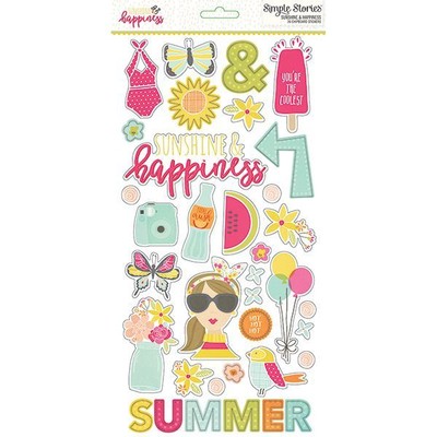 UPC 812247028545 product image for Simple Stories Sunshine & Happiness Self Adhesive Chipboard Shape Stickers 7228 | upcitemdb.com