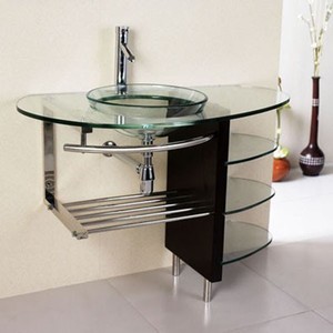 ... -modern-Bathroom-Glass-bowl-vessel-Sink-wood-Vanity-shelfs-Faucet-41