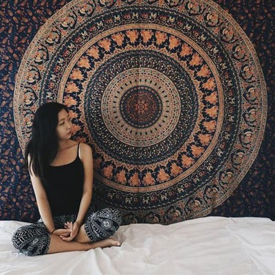 Twin Indian Mandala Tapestry Boho Bedspread Elephant ...