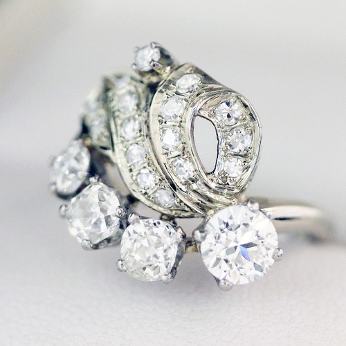 Antique Art Deco 20 stone Diamond and gold Cocktail, Dinner ring. Stunning hand