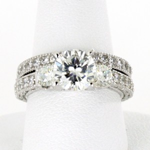 ... -Round-Stone-CZ-Sterling-Silver-Engagement-Ring-2-Ring-Set-Half-Sizes