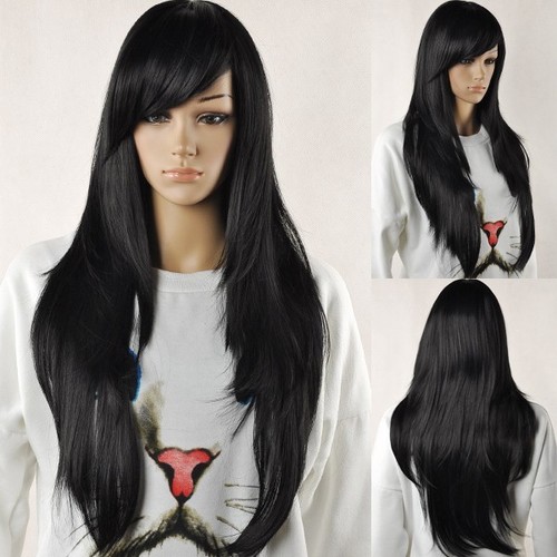 Diy-wig-Women-Black-Natural-Straight-Synthetic-Bangs-Cosplay-Hair-Full-Long-Wig