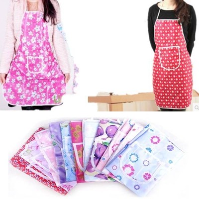 Women Flower Waterproof Apron Home Kitchen Restaurant ...