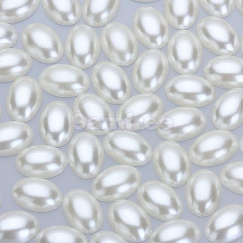  14x10mm White Oval Pearl Flatback Bead Scrapbooking DIY clothes Craft