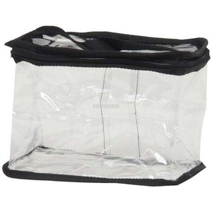 Clear Plastic Tote Large Cosmetic Makeup Bag with Handle Black Trim Train Bag | eBay