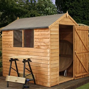 7x5 Wooden Apex Shed Overlap Garden Sheds Single Door Felt &amp; OSB Roof 