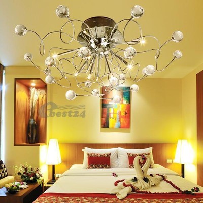 Chrome Modern Crystal Ceiling 11 Lights Lamp ...