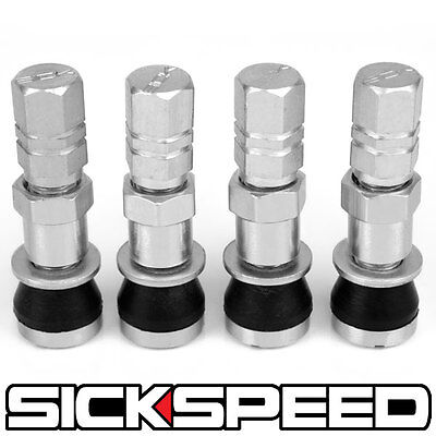 4 PC POLISHED ALUMINUM VALVE STEMS WITH CAPS FOR TIRE/WHEEL/RIM/CAR/TRUCK/SUV C