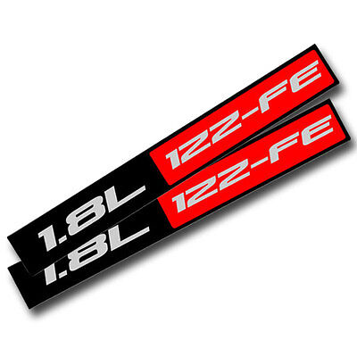 2X BLACK/RED METAL 1.8L 1ZZ-FE ENGINE RACE MOTOR SWAP BADGE FOR TRUNK HOOD DOOR