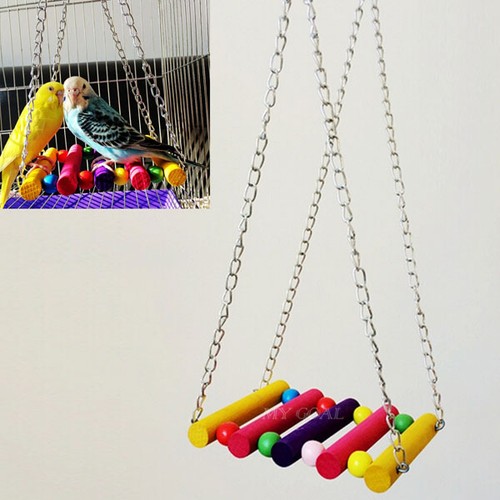 Colorful Parrot Swing Bird Toy Wooden Rat ...