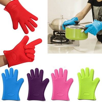 Kitchen Heat Resistant Silicone Glove Oven Pot ...