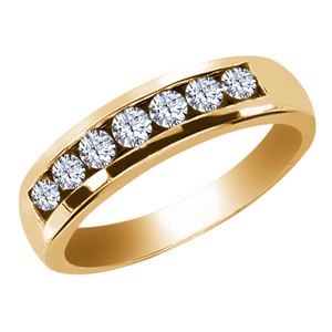 98-Ct-Round-White-VS-Topaz-14K-Yellow-Gold-Mens-Wedding-Band-Ring