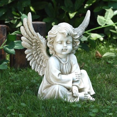 Sitting Angel Cherub Garden Statue Lawn Memorial ...