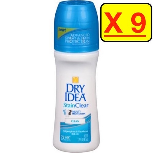 9 Dry Idea Stain Clear Clean Roll On Antiperspirant & Deodorant CLEAN