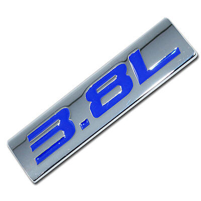 CHROME/BLUE METAL 3.8L ENGINE RACE MOTOR SWAP EMBLEM BADGE FOR TRUNK HOOD DOOR