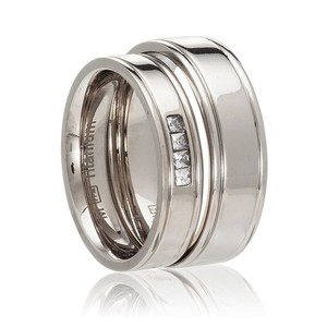 ... His-Hers-Ladies-Mens-White-Gold-Polished-Wedding-Engagement-Ring-Band