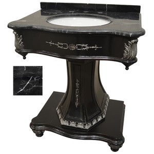 Details about UNIQUE PEDESTAL SINK BLACK MARBLE BATHROOM VANITY ONE OF ...